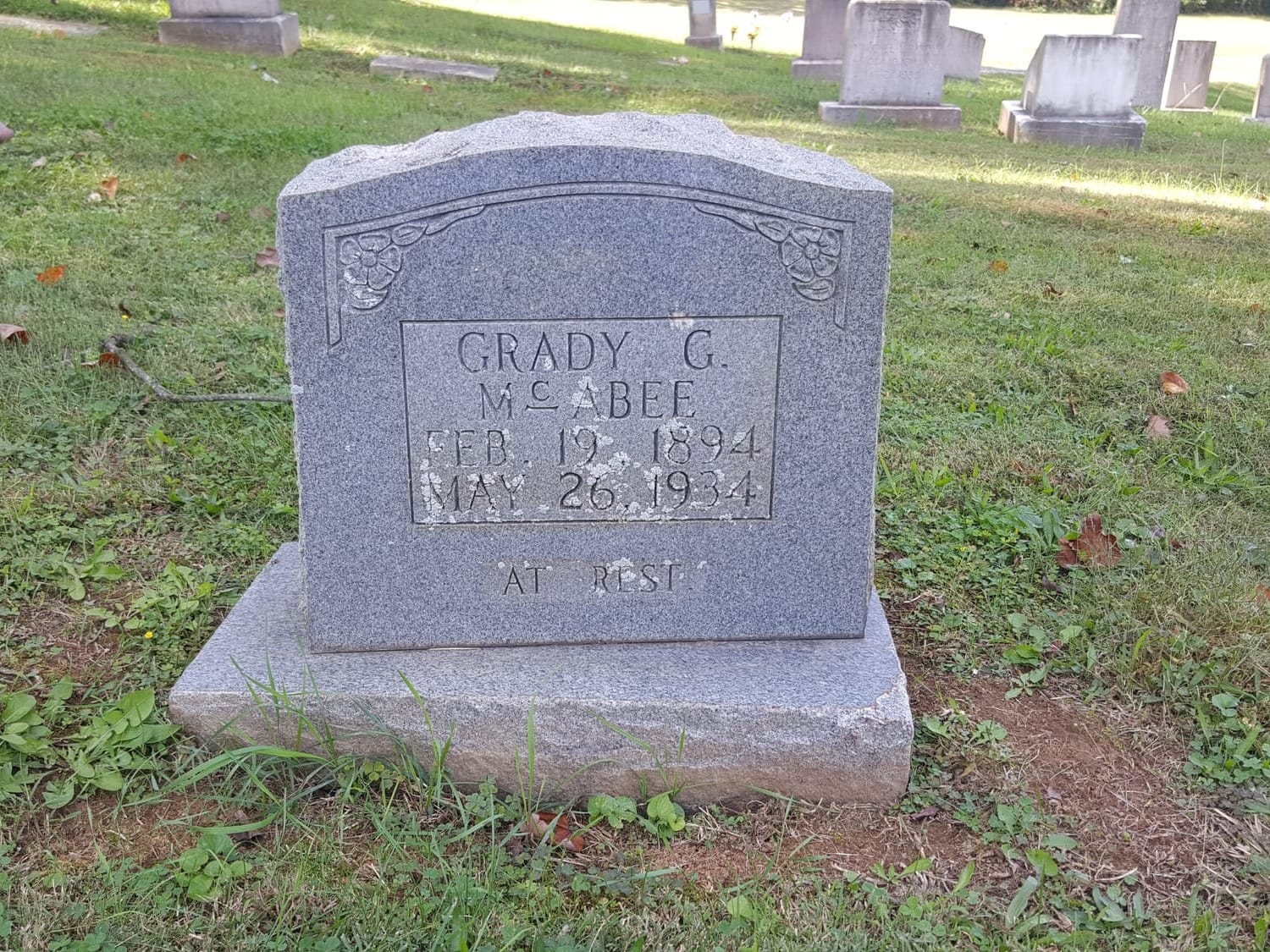 photo of a gravestone from 1934